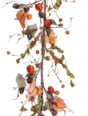 Fall Garland with Greenery, Berries and Mini Pumpkins